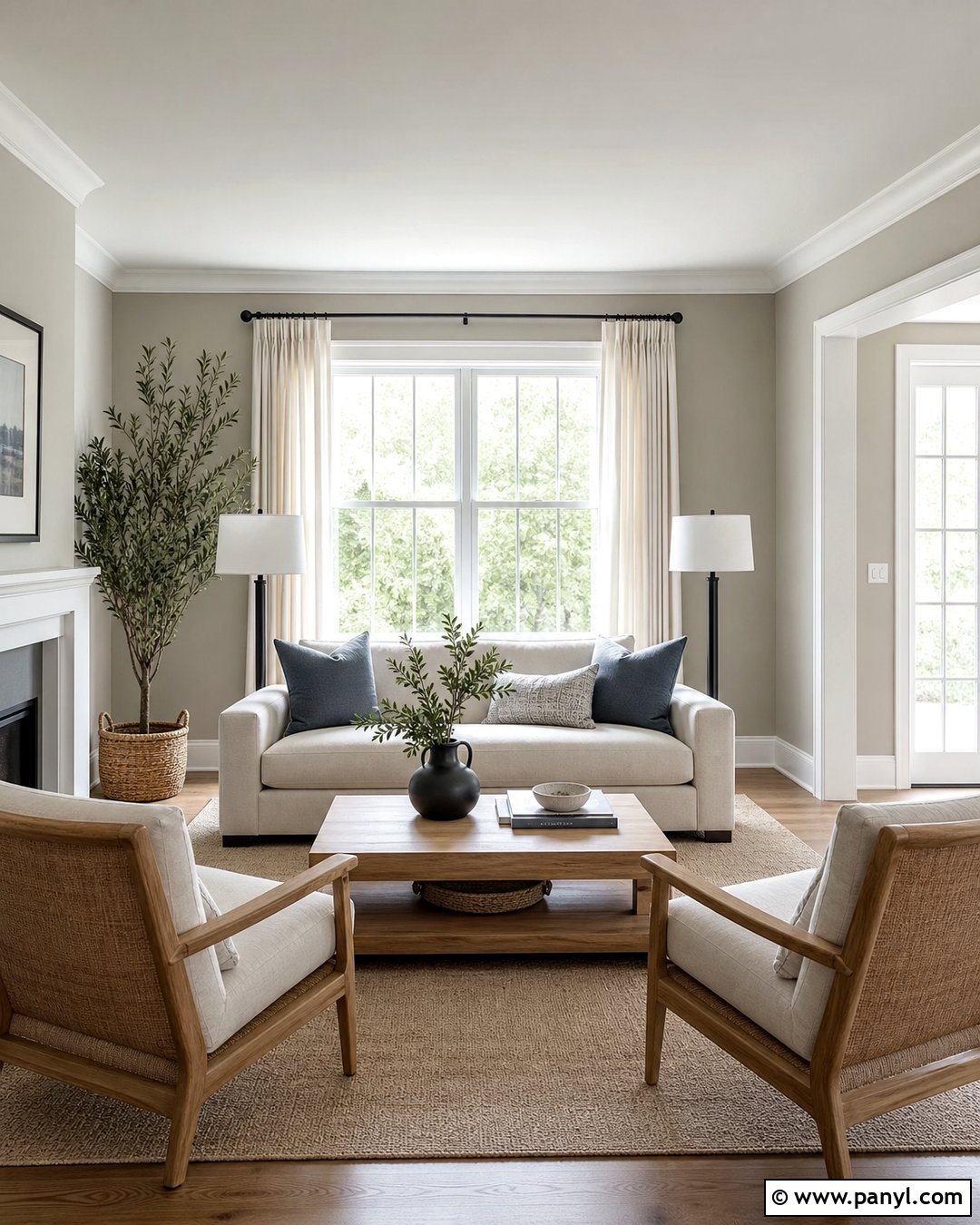 Repose Gray Living Room With White Trim - 30 sw repose gray ideas