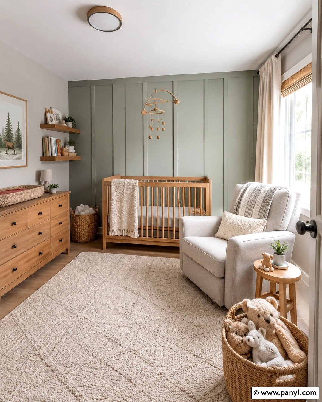 Repose Gray Nursery With Soft Green Wall - 20 Repose Gray With Green Accent Wall Ideas