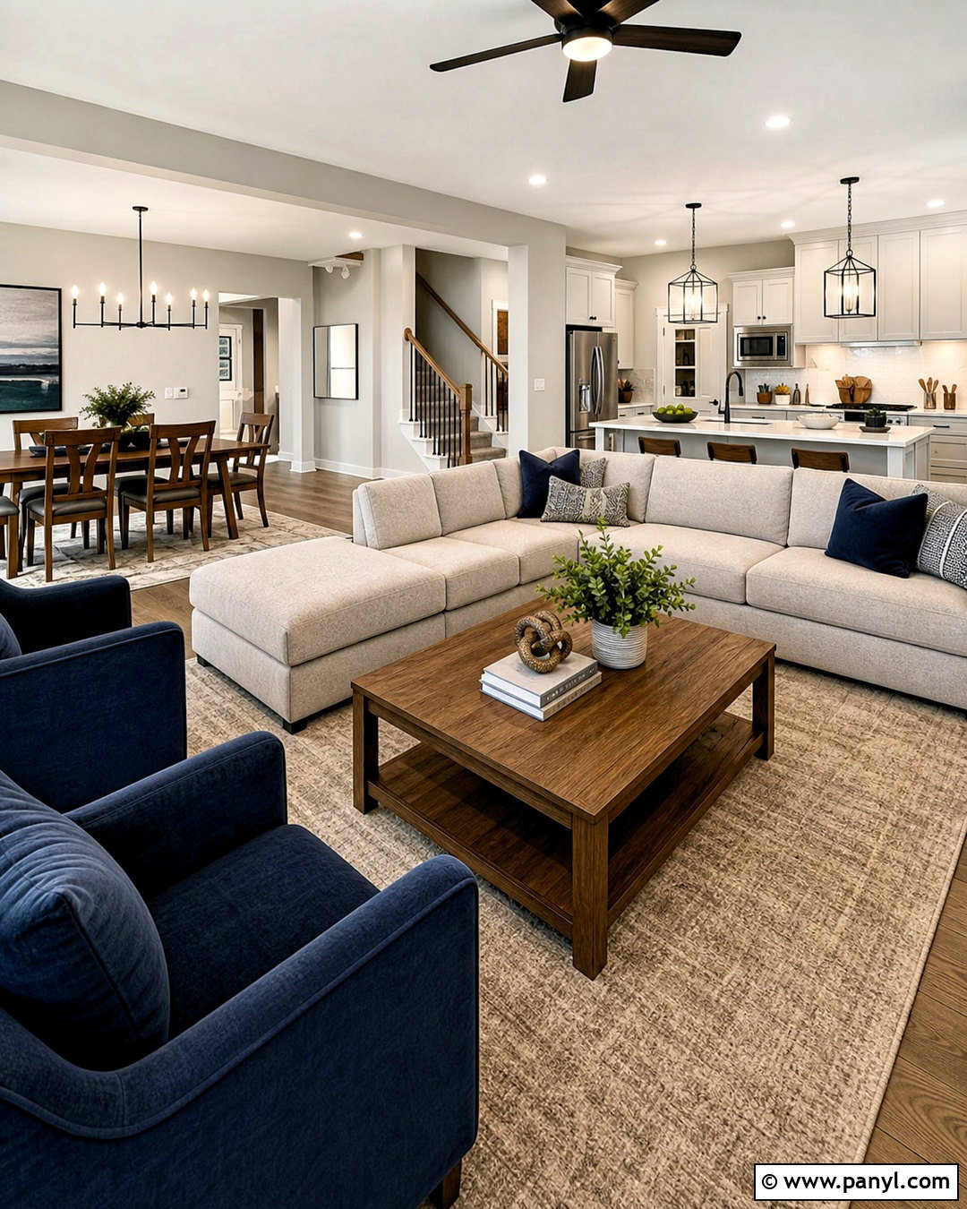 Repose Gray Open Concept Living Room - 20 repose gray living room ideas