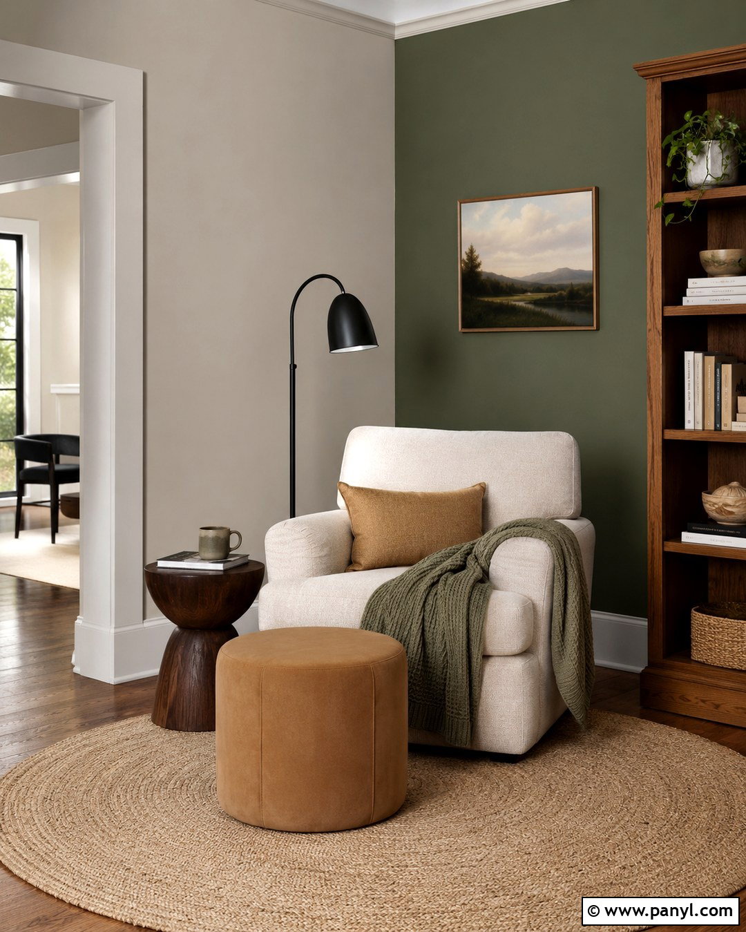 Repose Gray Reading Nook With Fern Green Wall - 20 Repose Gray With Green Accent Wall Ideas
