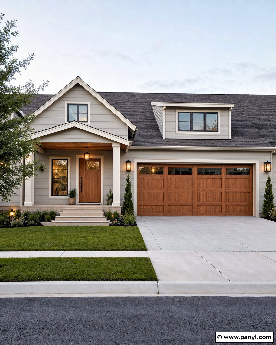 Repose Gray With Wood Garage Doors - 20 repose gray sherwin williams exterior ideas