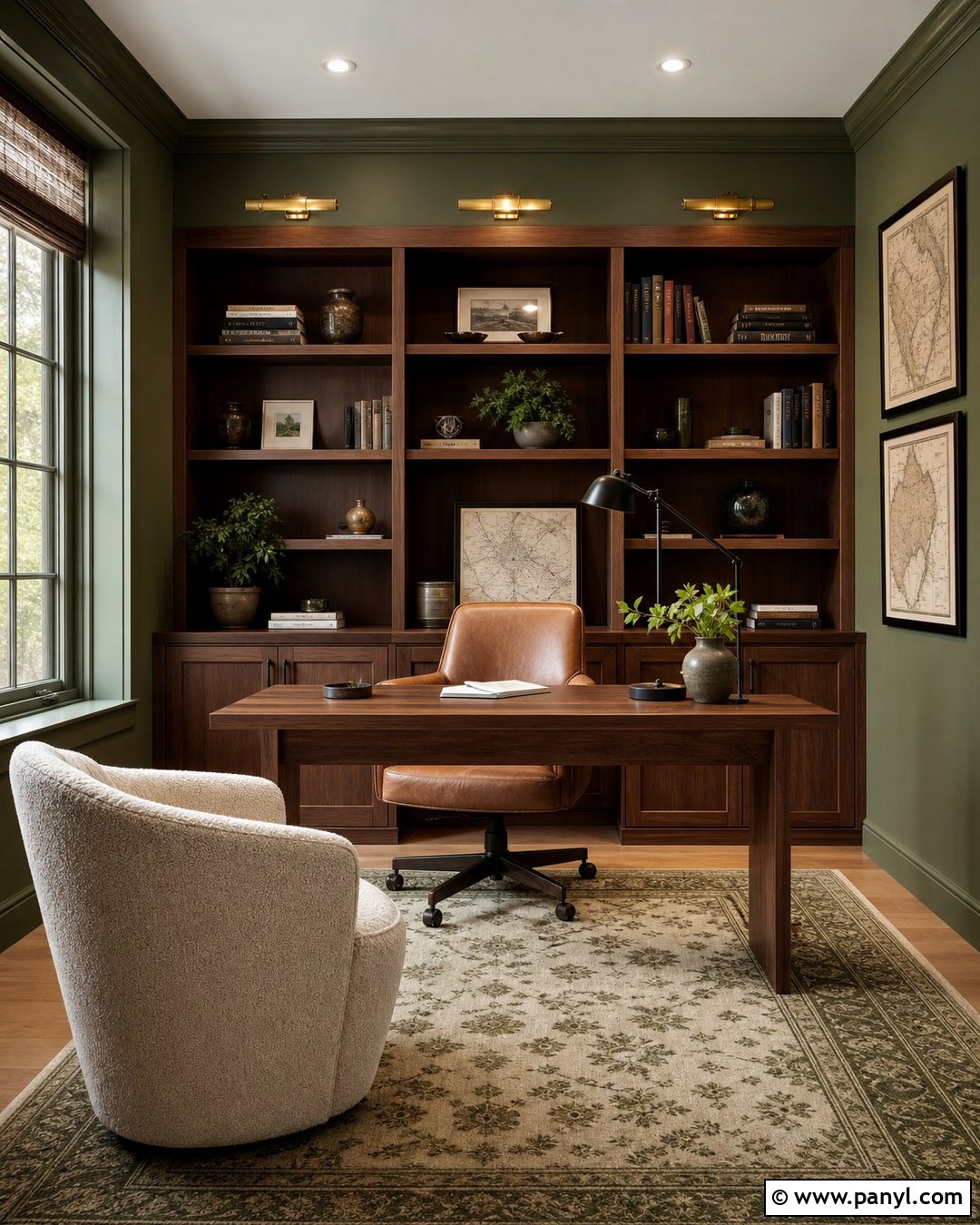 Retreat Green Home Office Walls - 20 Sherman Williams Green Walls