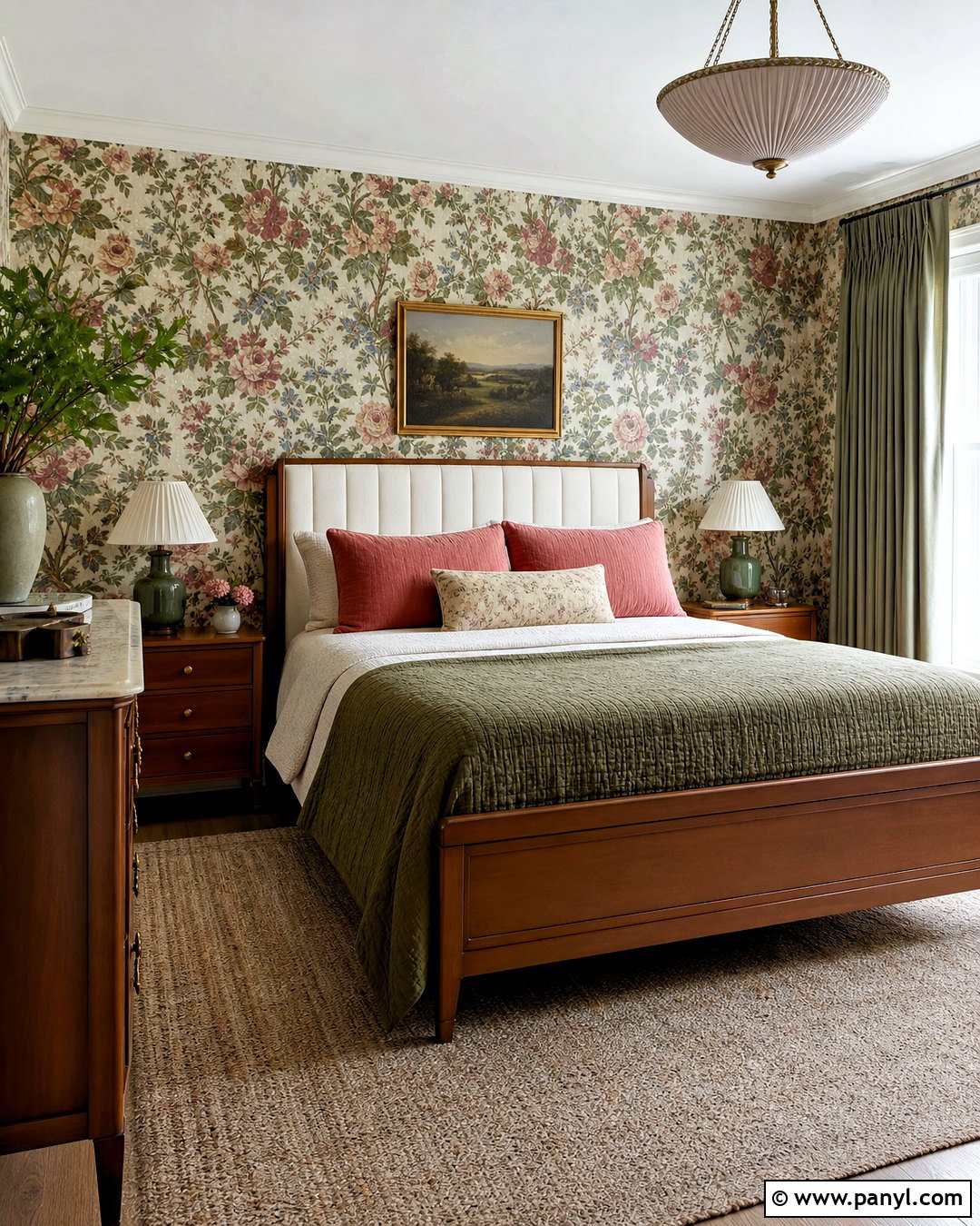 Retro Bedroom With Floral Wallpaper - 20 retro rooms