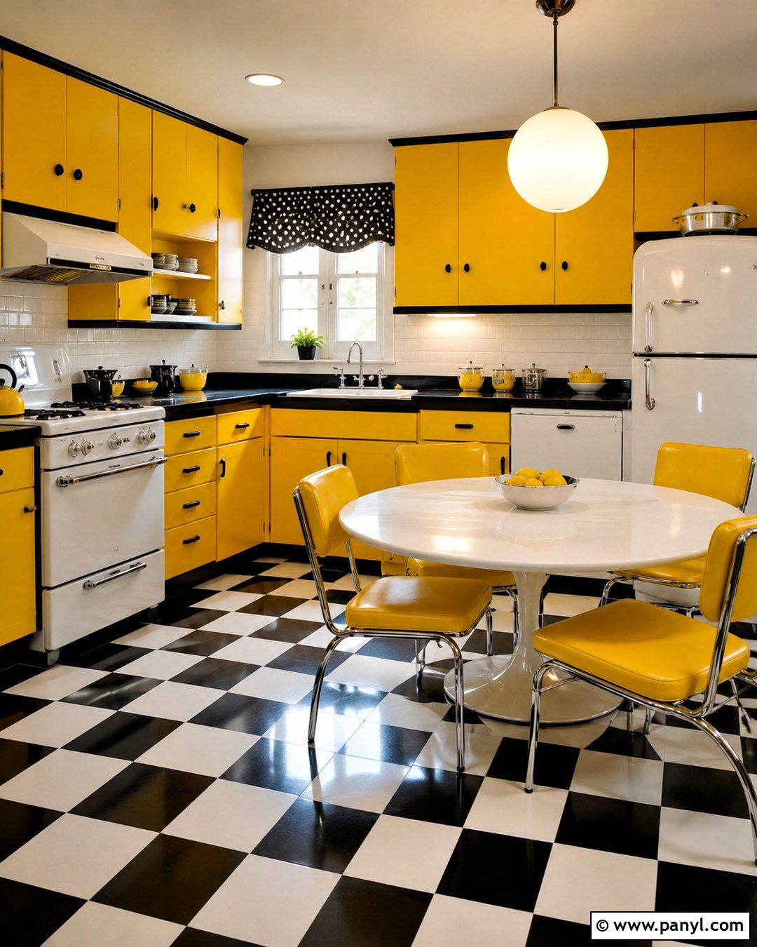 Retro Black And Yellow Checkerboard Kitchen - 20 black and yellow kitchen ideas
