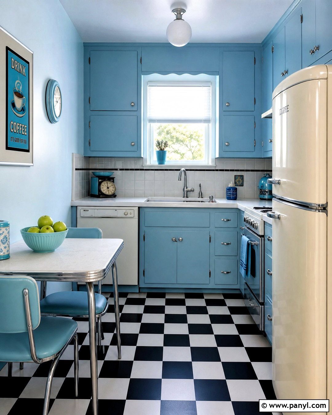 Retro Blue Small Kitchen - 20 small blue kitchen ideas