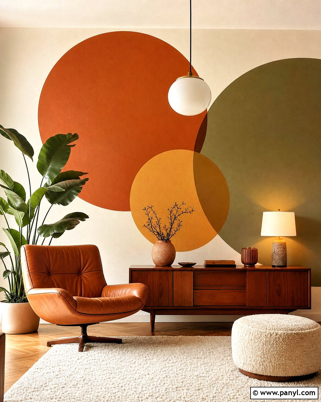 Retro Circle Geometric Wall - 20 wall geometric painting ideas