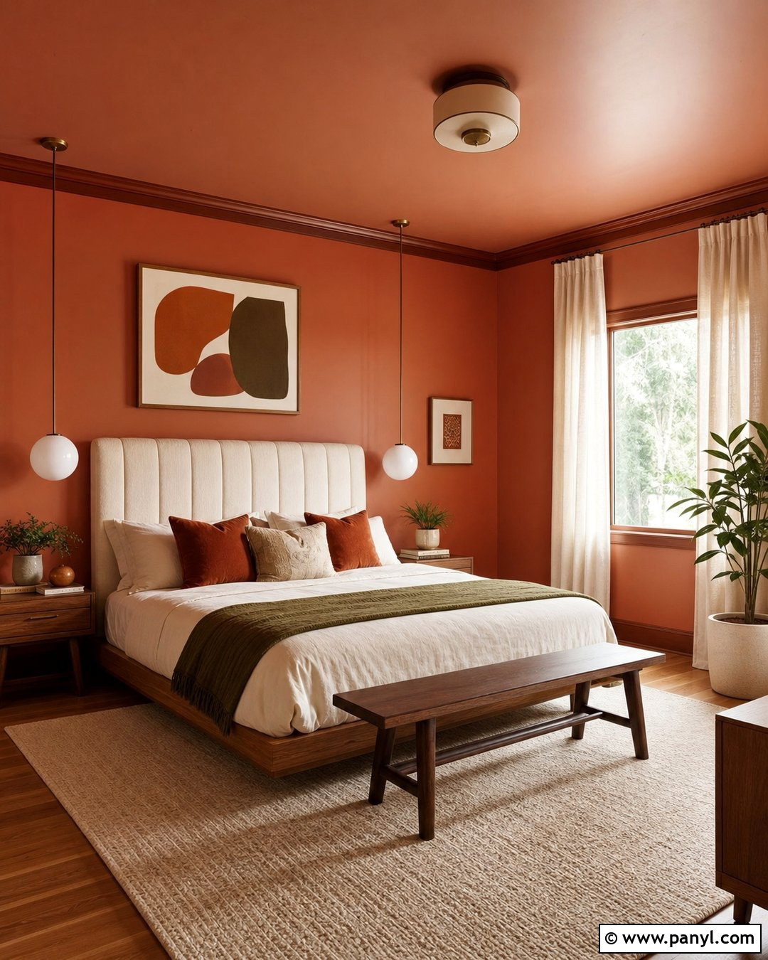 Retro Color Wrapped Bedroom - 30 retro wall paint ideas