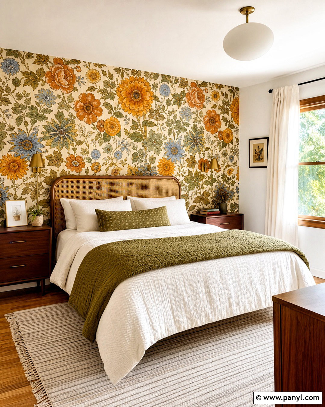 Retro Floral Wallpaper Accent Wall - 20 retro accent wall ideas