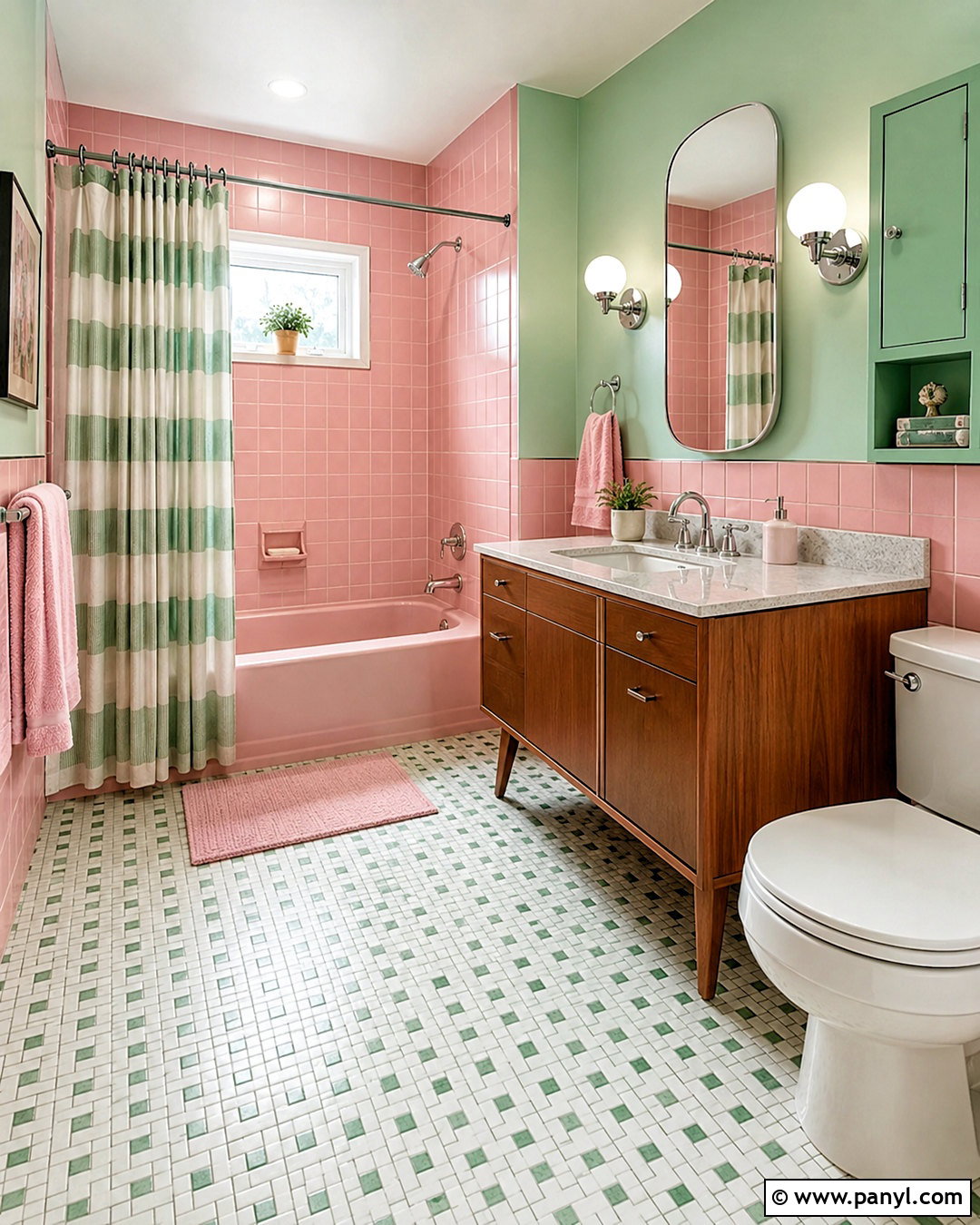 Retro Pink And Green Bathroom - 20 pink and green bathroom ideas
