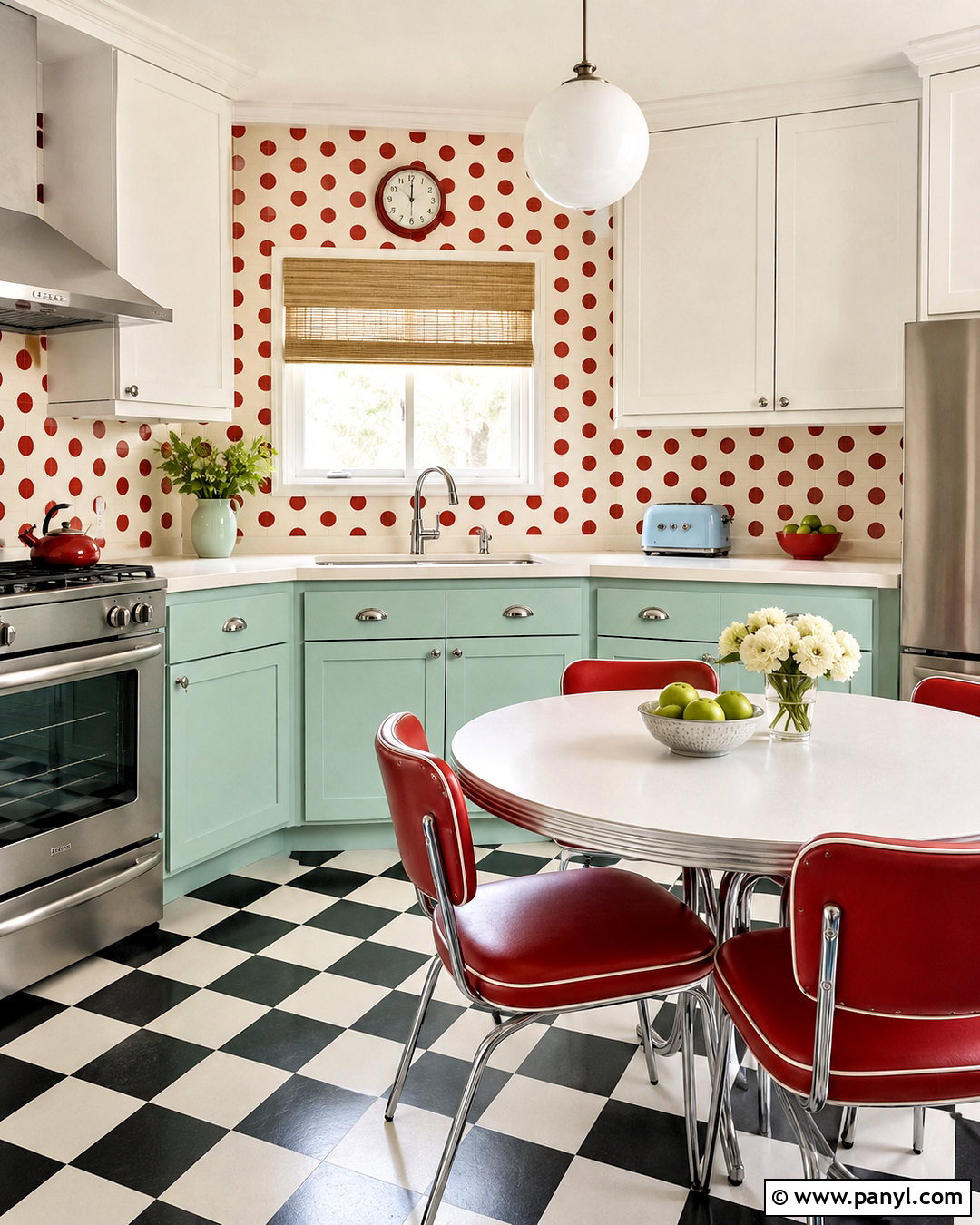 Retro Polka Dot Kitchen Wall - 40 polka dot walls