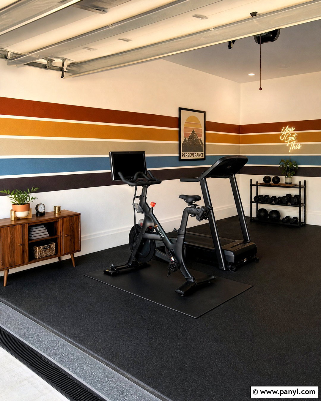 Retro Racing Stripe Gym Wall - 20 gym wall painting ideas