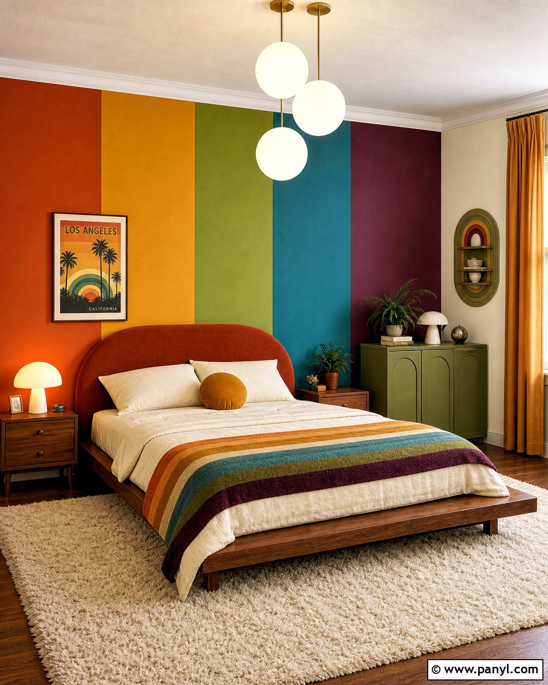 Retro Rainbow Bedroom - 20 rainbow themed bedroom ideas