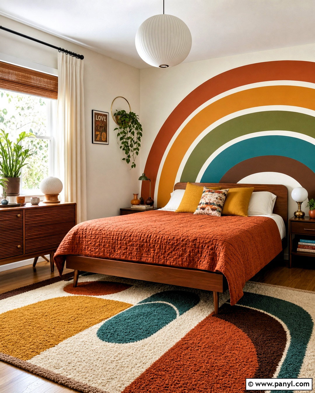 Retro Rainbow Wall Mural - 20 rainbow wall mural ideas
