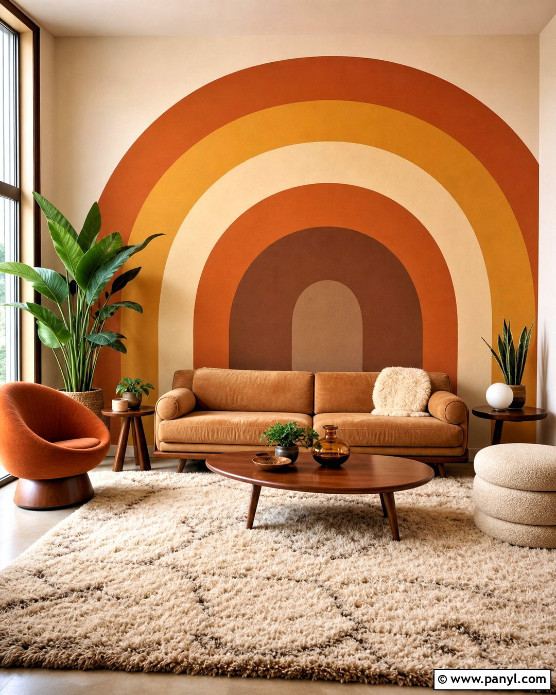 Retro Rainbow Wall Mural - 20 70s wall mural ideas