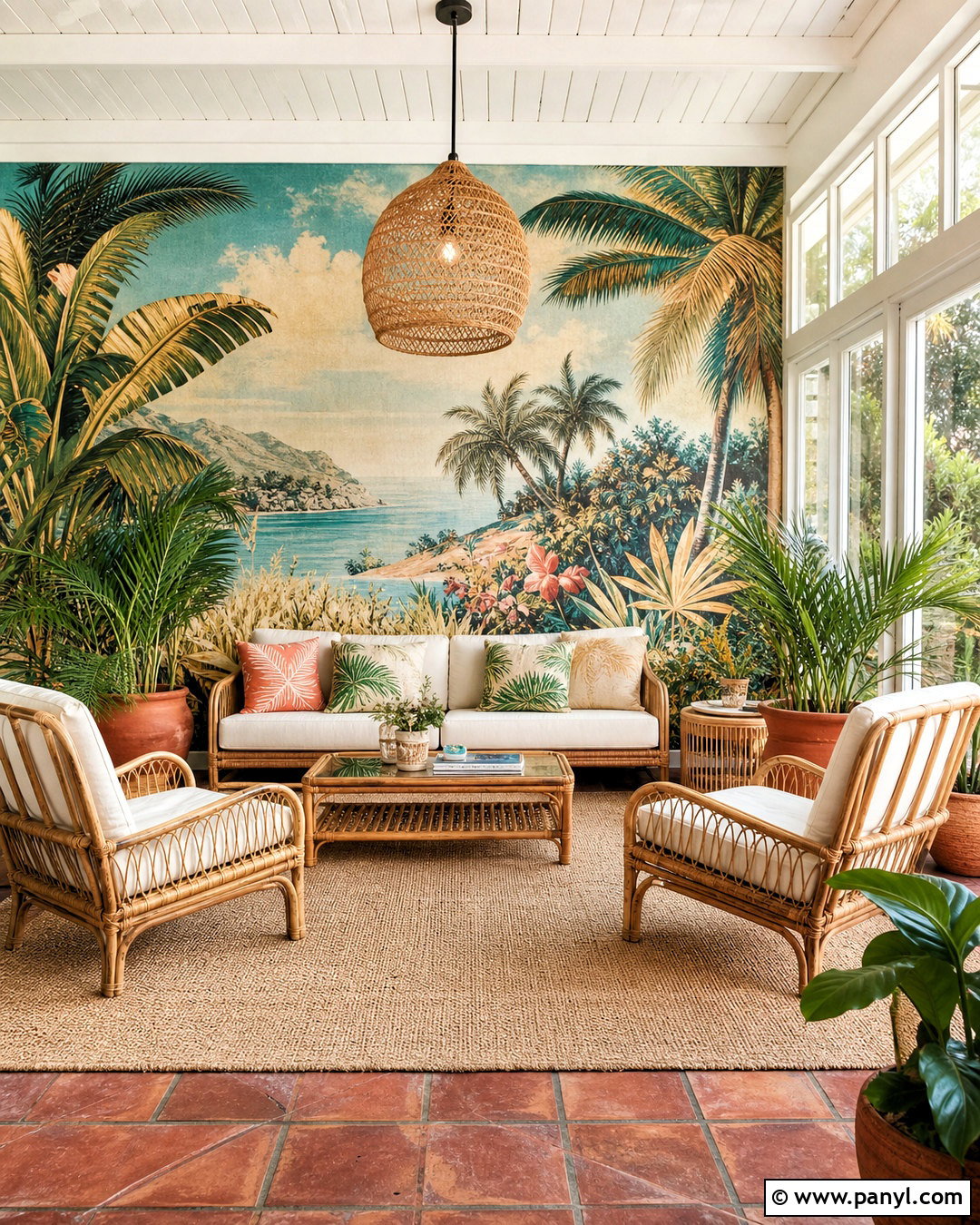 Retro Tropical Wall Mural - 20 retro wall mural ideas