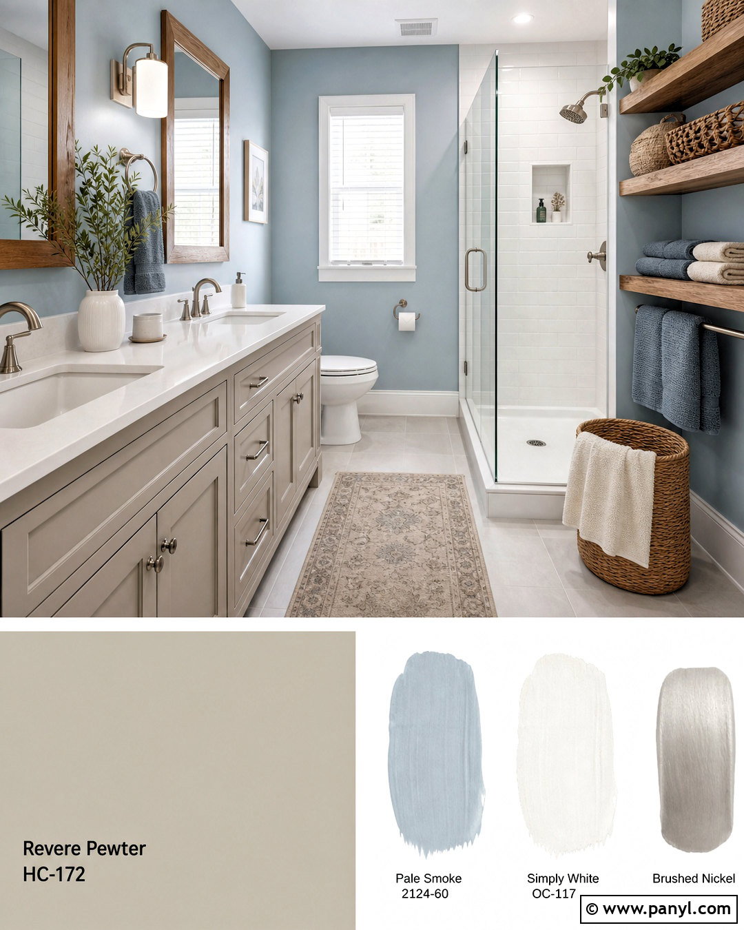 Revere Pewter And Dusty Blue Bathroom - 20 revere pewter color scheme ideas