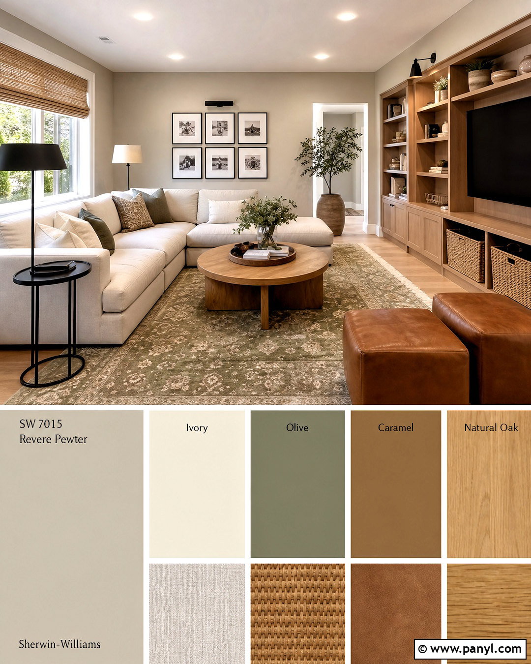 Revere Pewter And Natural Oak Family Room - 20 revere pewter color scheme ideas