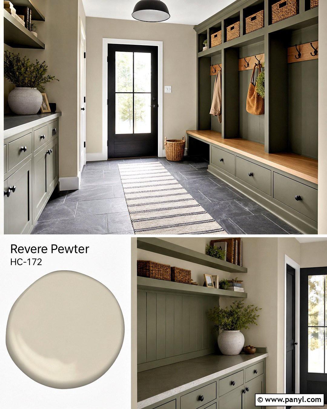 Revere Pewter And Olive Green Mudroom - 20 revere pewter color scheme ideas