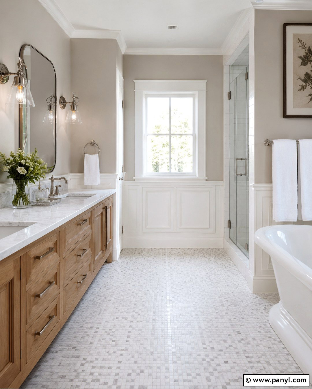 Revere Pewter Bathroom With Marble - 20 Revere Pewter On Walls