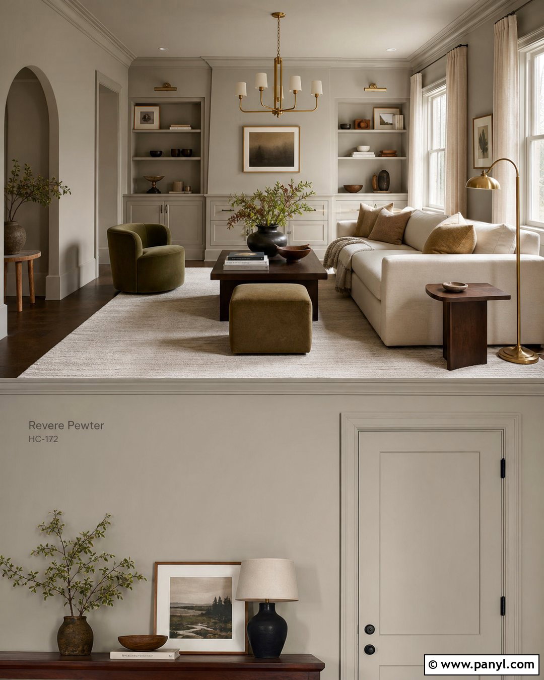 Revere Pewter Color Drenched Room - 30 Revere Pewter Walls
