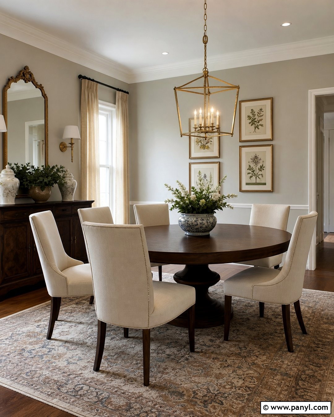 Revere Pewter Dining Room With Dark Wood - 30 Revere Pewter Walls