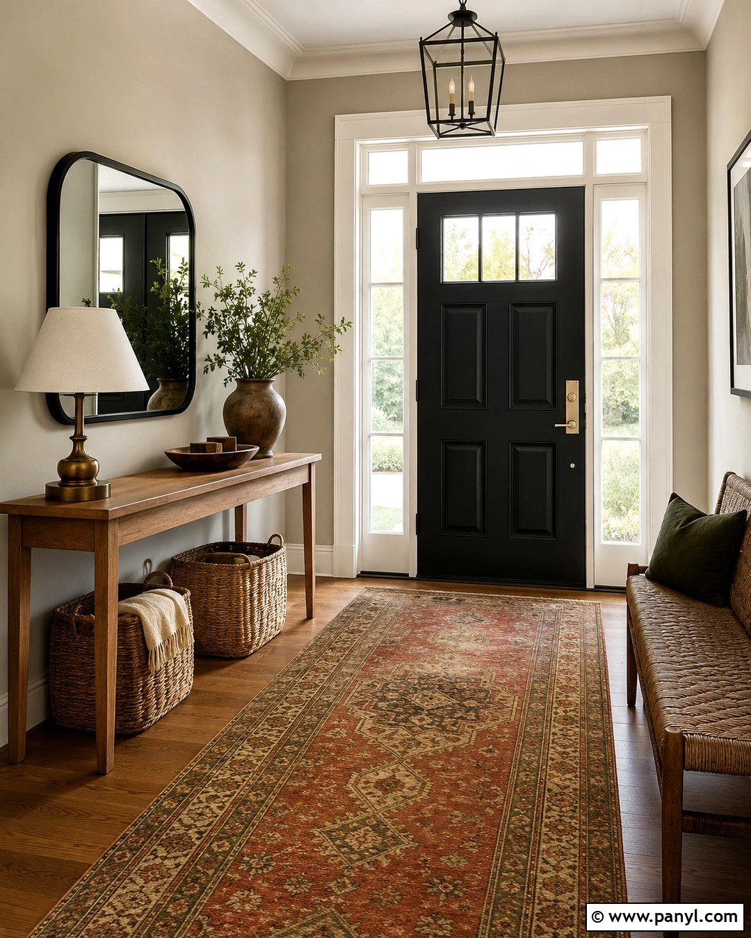 Revere Pewter Entryway With Black Door - 20 Revere Pewter On Walls