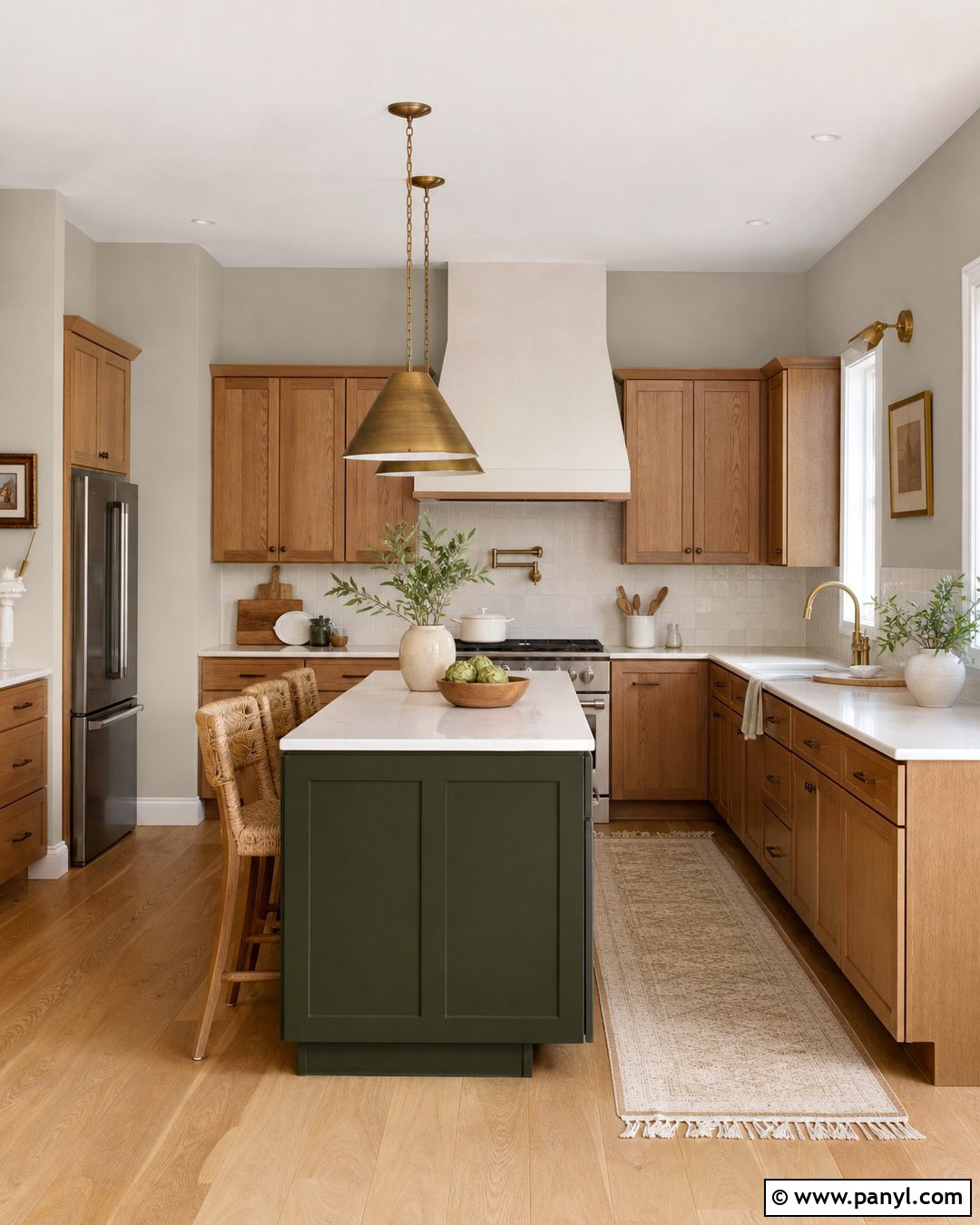 Revere Pewter Kitchen With Oak Cabinets - 30 Revere Pewter Walls