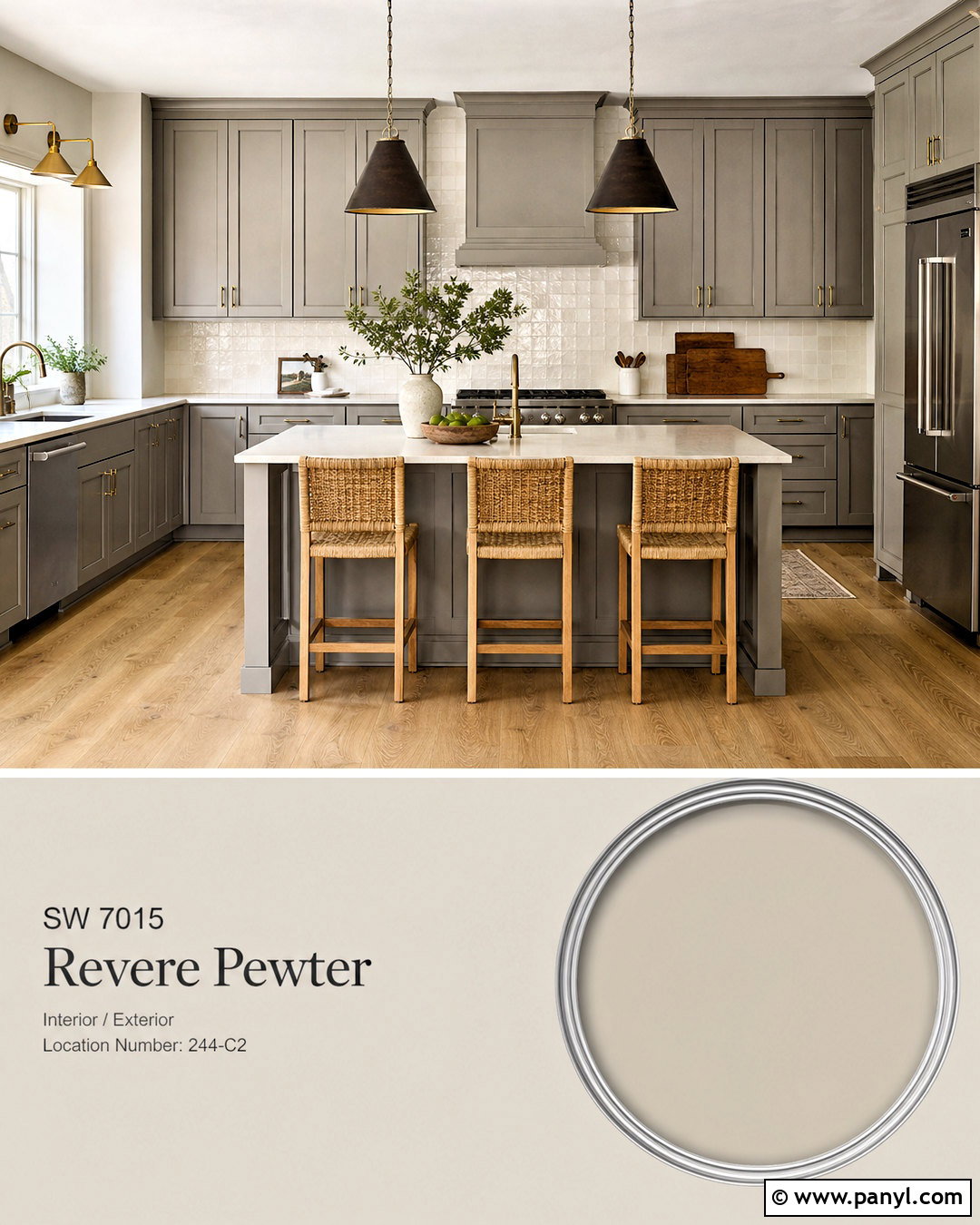 Revere Pewter Kitchen - 20 warm gray paint color ideas