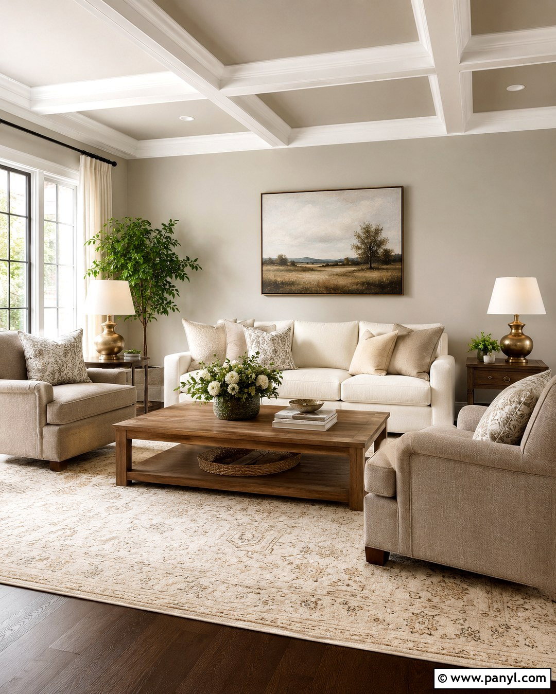 Revere Pewter Living Room With White Trim - 20 Revere Pewter On Walls