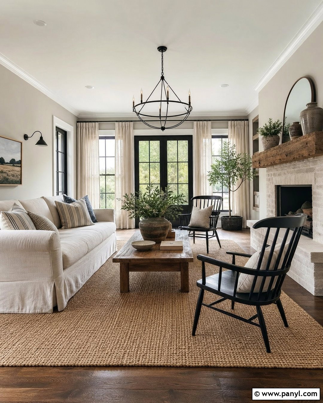 Revere Pewter Modern Farmhouse Living Room - 30 Revere Pewter Walls