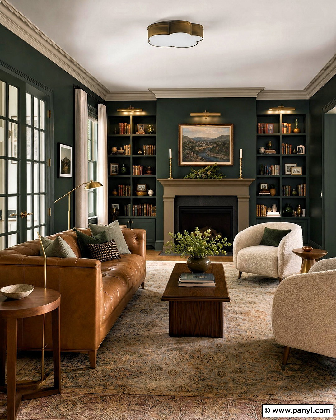Revere Pewter Trim With Dark Green Walls - 20 revere pewter trim ideas
