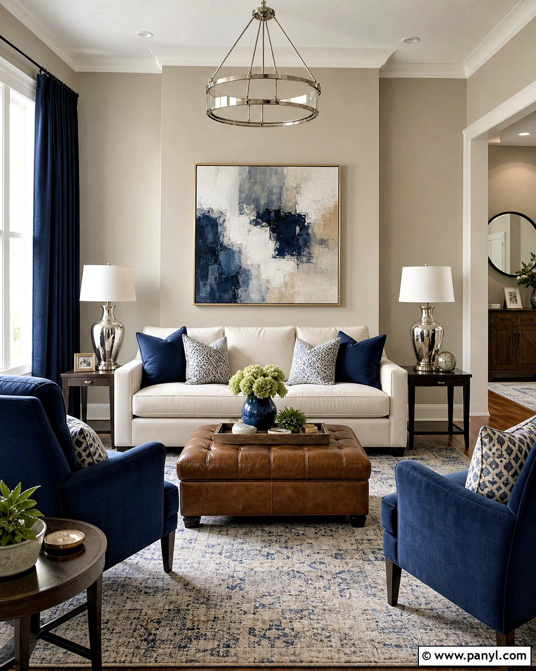 Revere Pewter With Navy Accents - 20 revere pewter living room ideas