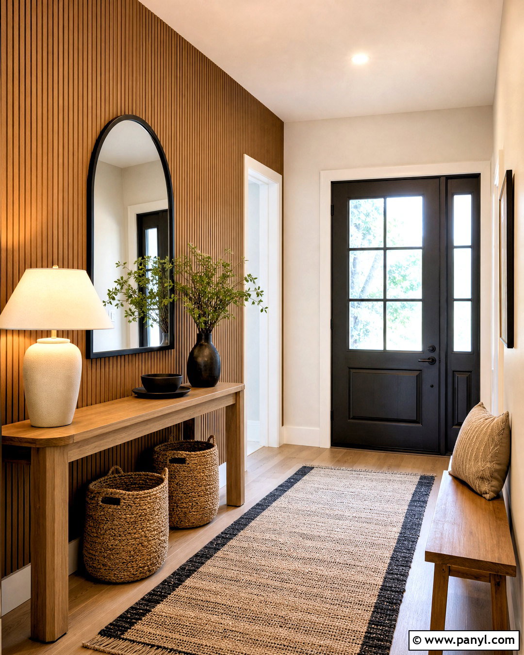 Ribbed Brown Plaster Entryway - 20 brown wall texture ideas