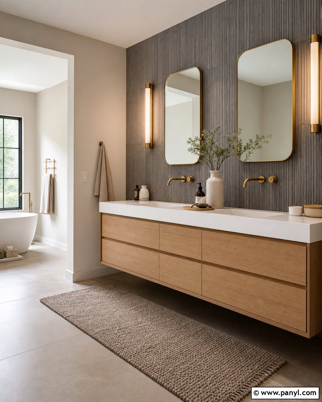 Ribbed Gray Stone Vanity Wall - 20 Gray Textured Bathroom Walls