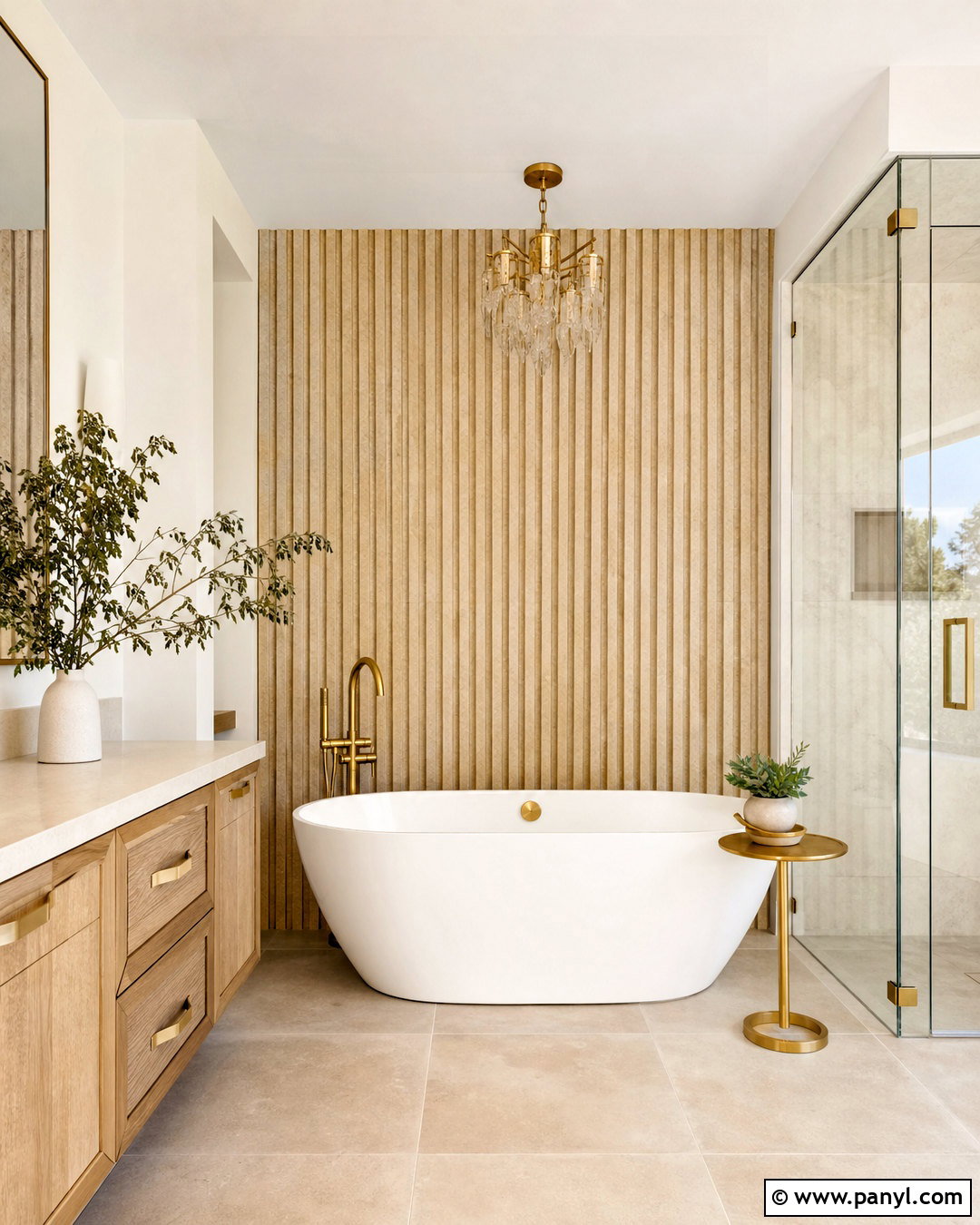 Ribbed Stone Bathroom Wall - 20 bathroom statement wall ideas