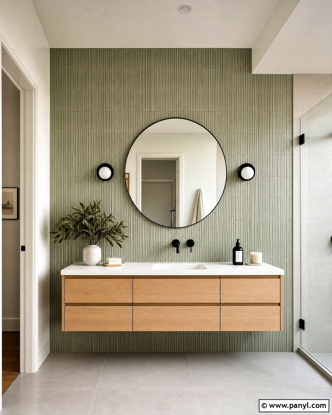 Ribbed Tile Bathroom Accent Wall - 20 minimalist accent wall ideas