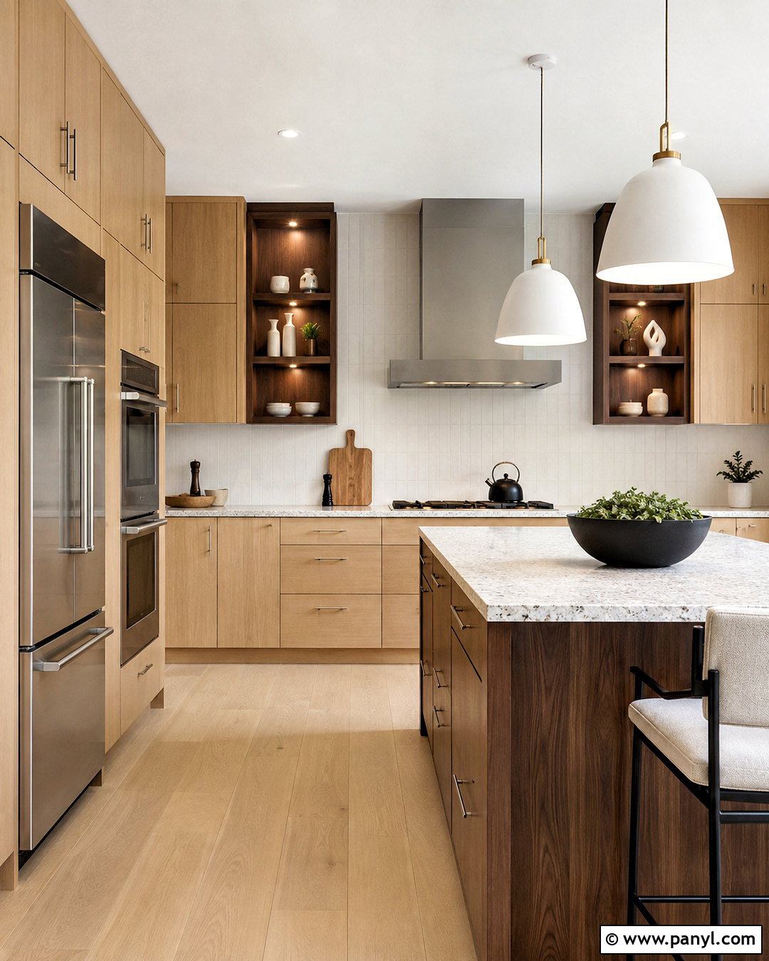 Rift-Sawn Oak And Walnut Kitchen - 20 different wood tones in one room ideas