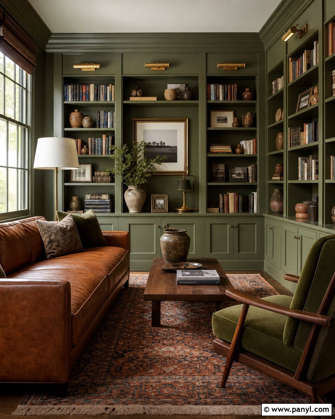 Ripe Olive Green Reading Room Walls - 20 Sherman Williams Green Walls