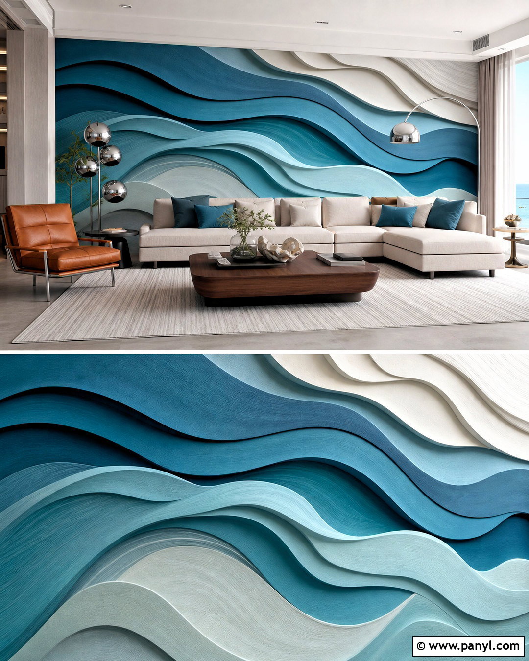 Ripple Wave 3D Wall Painting - 20 3d wall painting ideas living rooms
