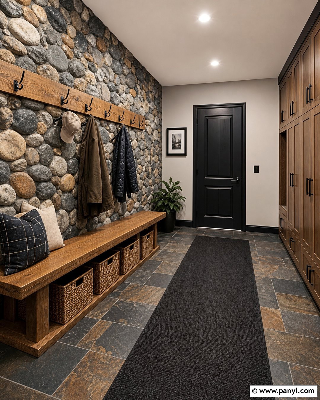 River Rock Rustic Accent Wall - 30 Rustic Accent Wall Ideas