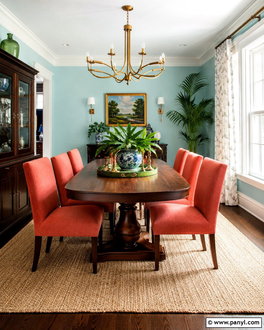 Robins Egg Blue Dining Room Walls With Coral Accents - 20 Robins Egg Blue Walls