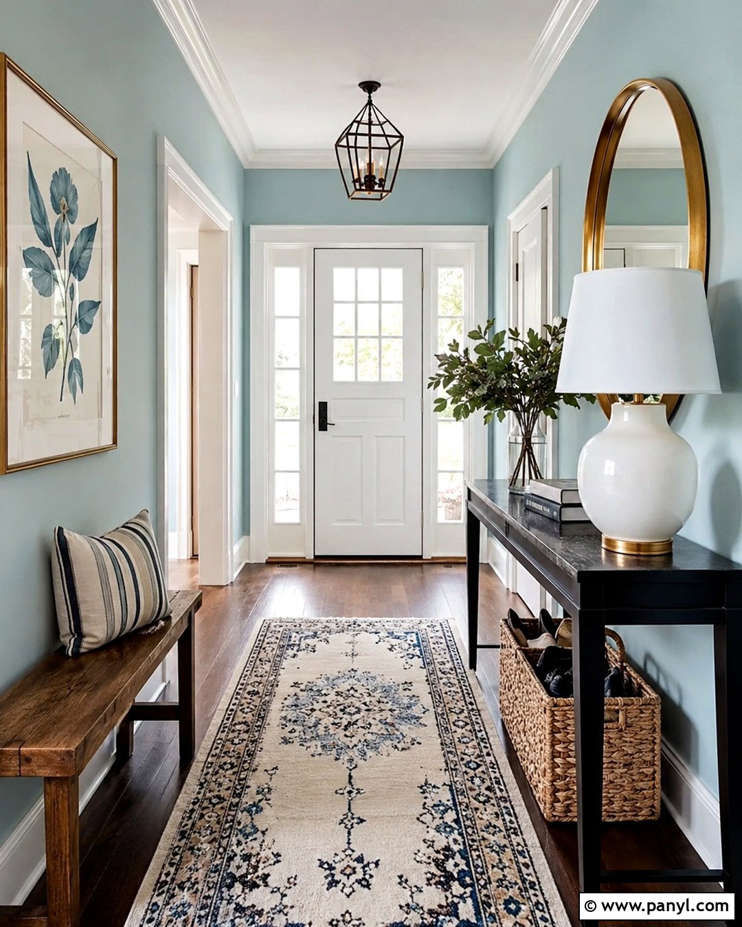Robins Egg Blue Entryway Walls With Black Accents - 20 Robins Egg Blue Walls