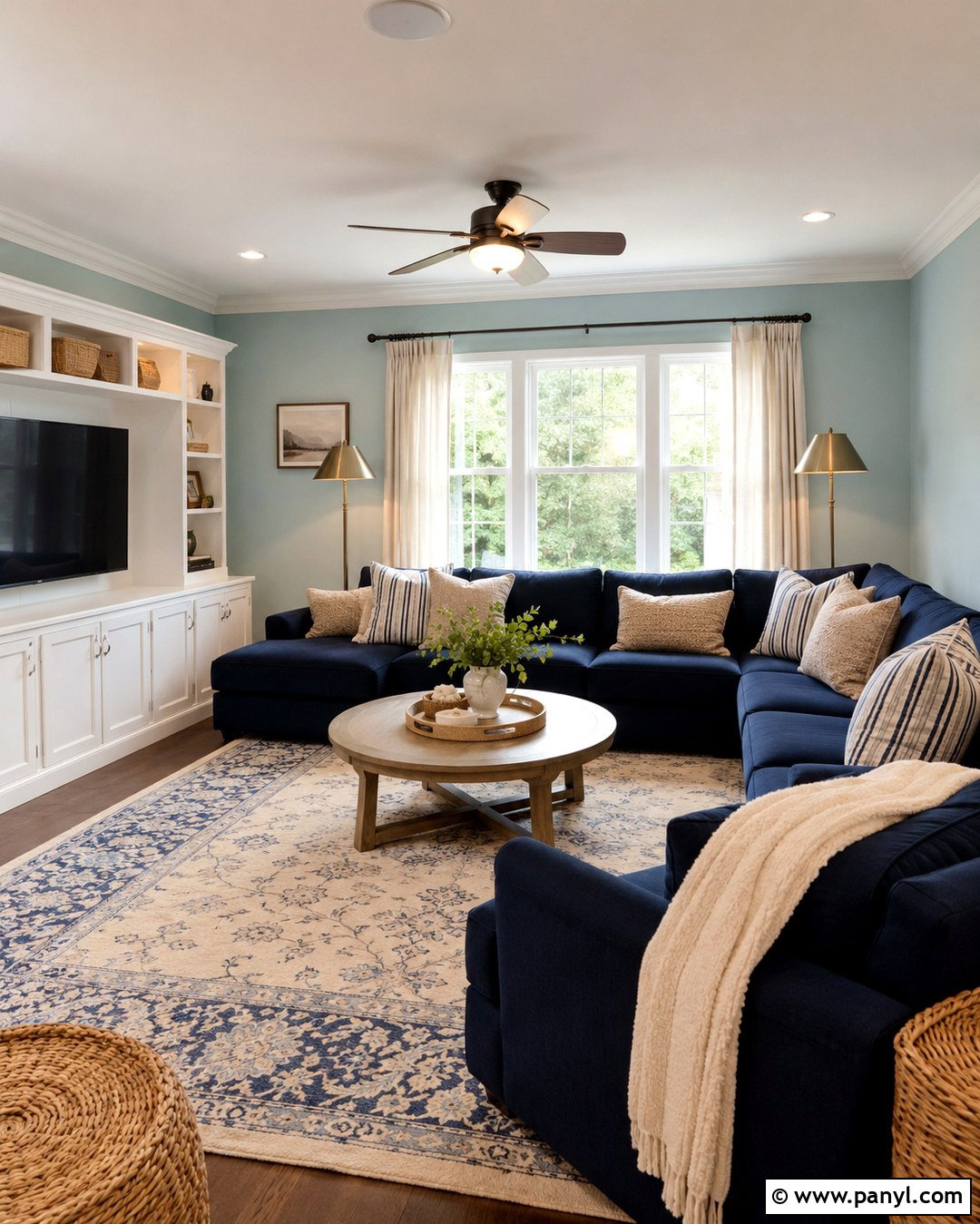 Robins Egg Blue Family Room Walls With Navy Furniture - 20 Robins Egg Blue Walls