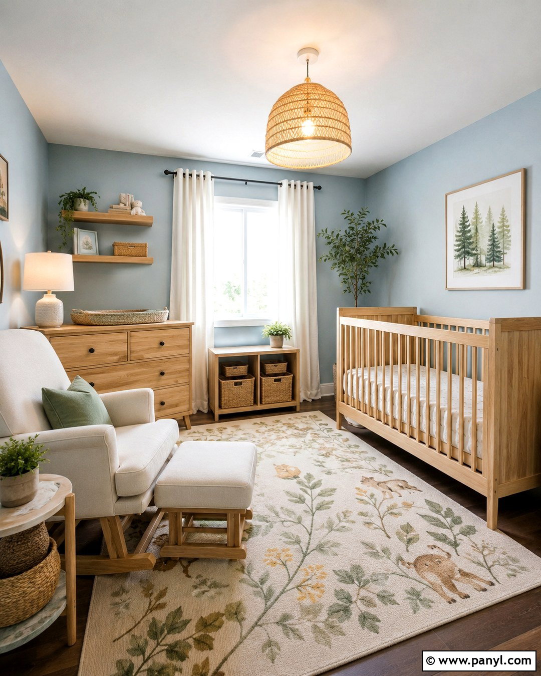 Robins Egg Blue Nursery Walls With Natural Wood - 20 Robins Egg Blue Walls
