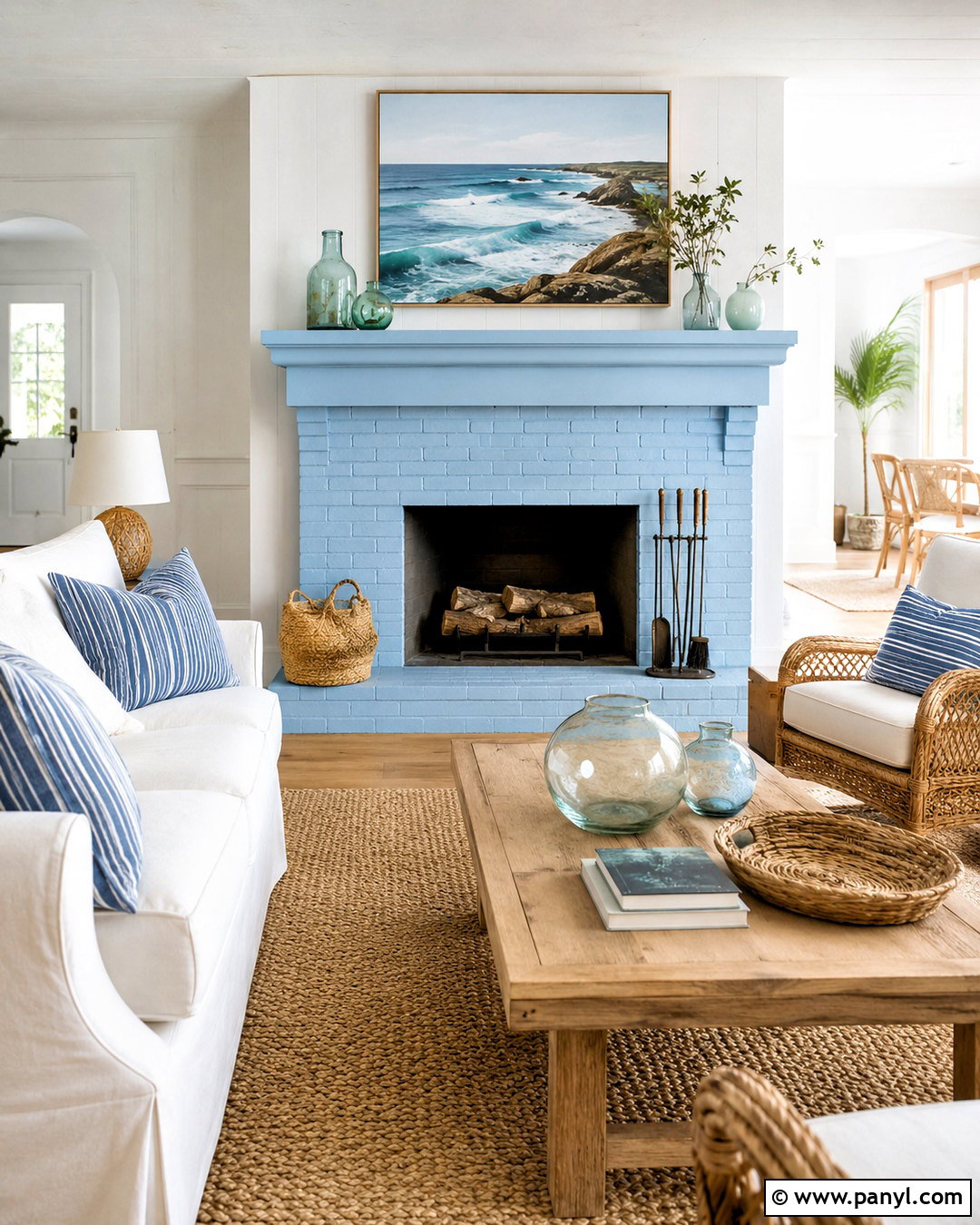 Robins Egg Blue Painted Fireplace - 20 colored fireplace painted ideas