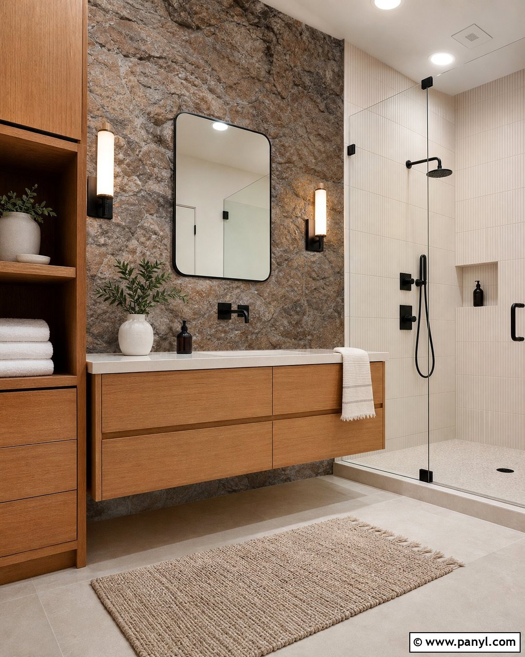 Rocky Coast Bathroom With Wood Vanity - 35 rocky coast benjamin moore ideas