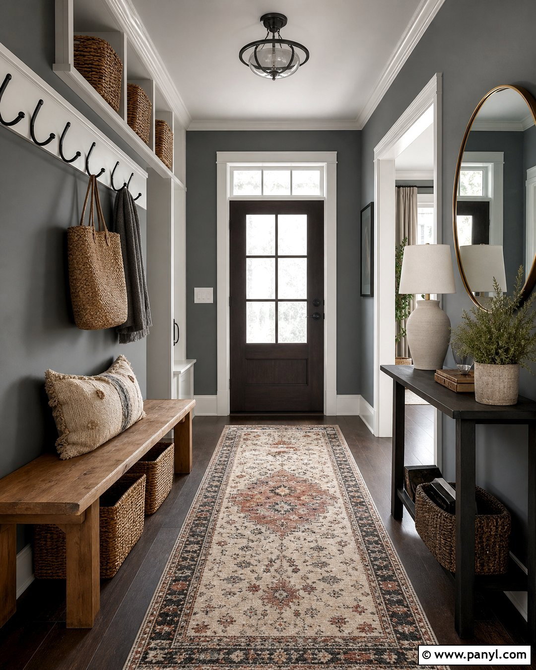 Rocky Coast Entryway With Wood Bench - 35 rocky coast benjamin moore ideas