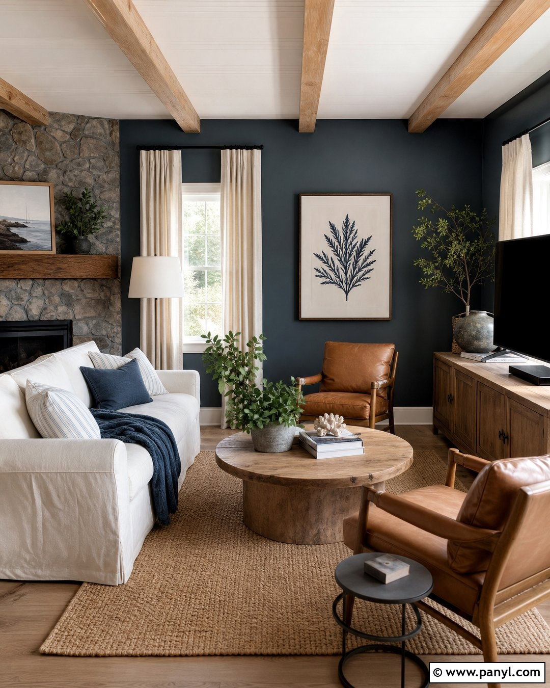 Rocky Coast Living Room With Natural Wood - 35 rocky coast benjamin moore ideas