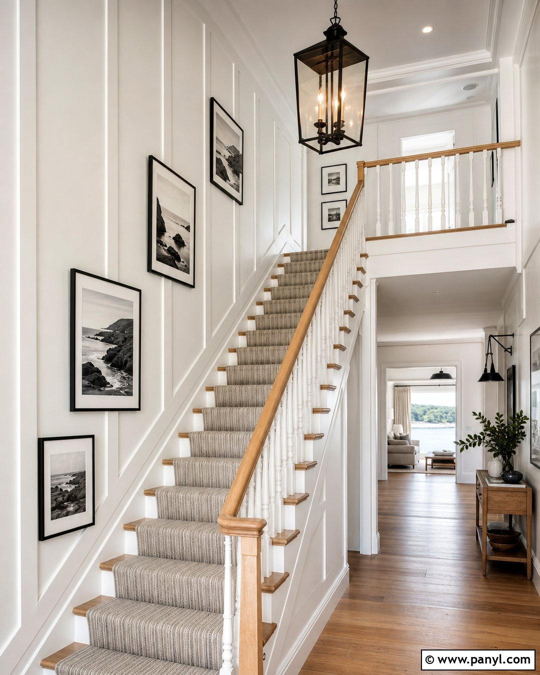 Rocky Coast Staircase With White Paneling - 35 rocky coast benjamin moore ideas