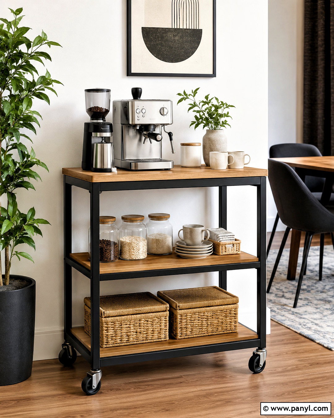 Rolling Coffee Bar Cart - 20 modern coffee bar ideas